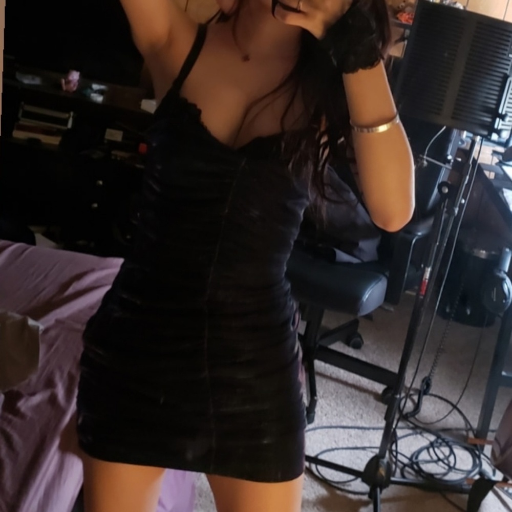 Small size bodycon party dress sheer blue purple